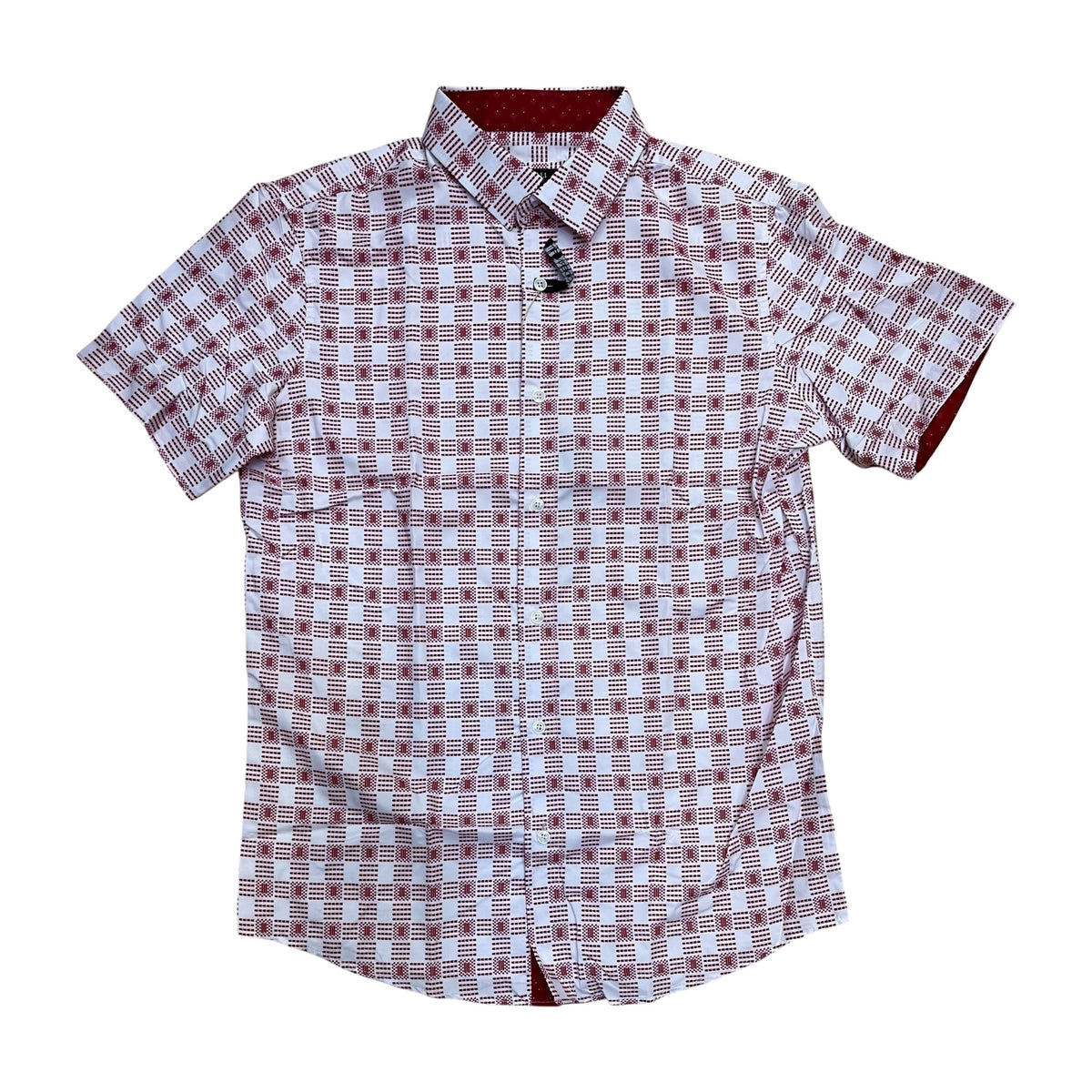 RS2239 - Monochromatic Patterned Modern Fit Short Sleeve Button Down Shirt