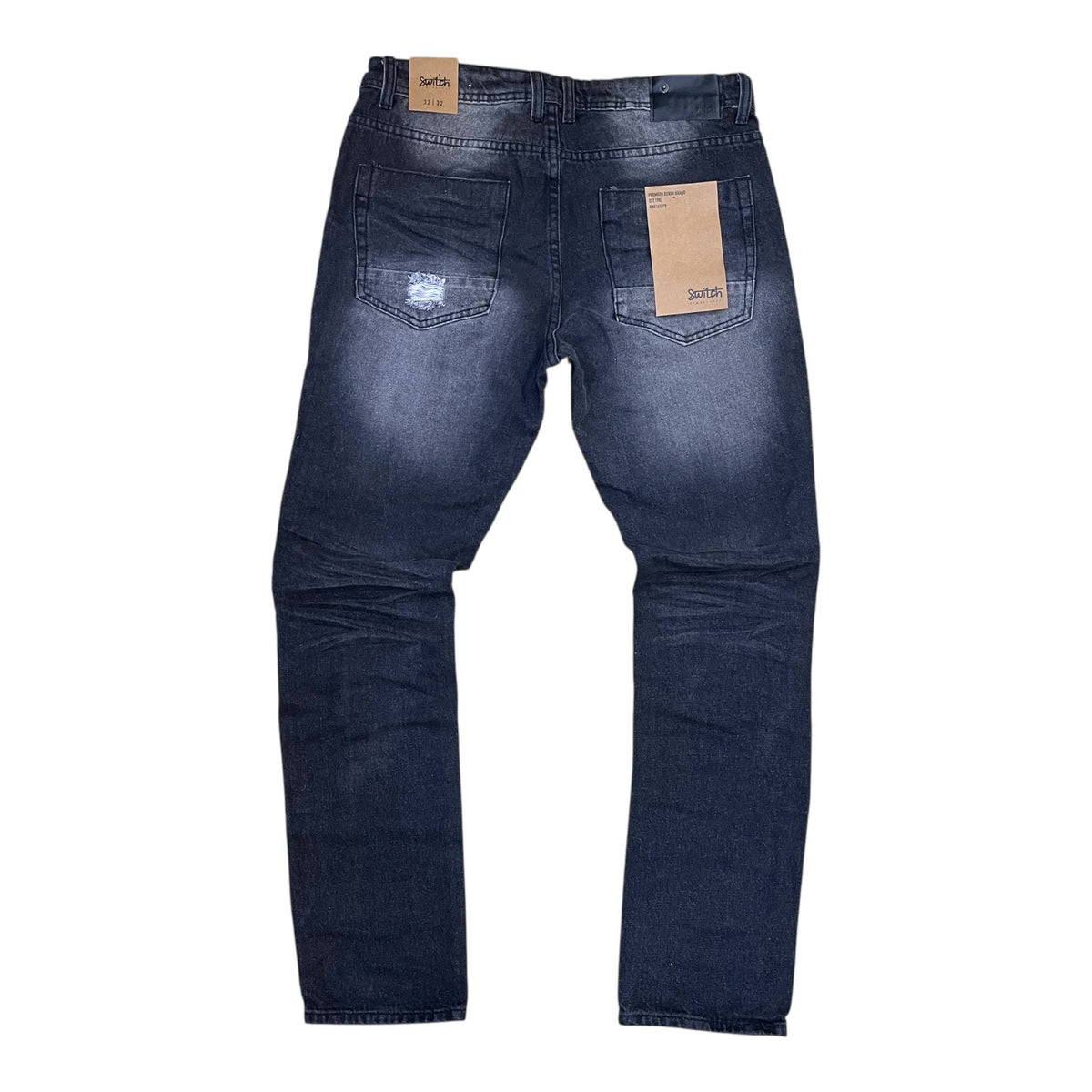 SF4600 - Damage Rip & Repair Denim Slim Straight-Fit Non-Stretch Jeans