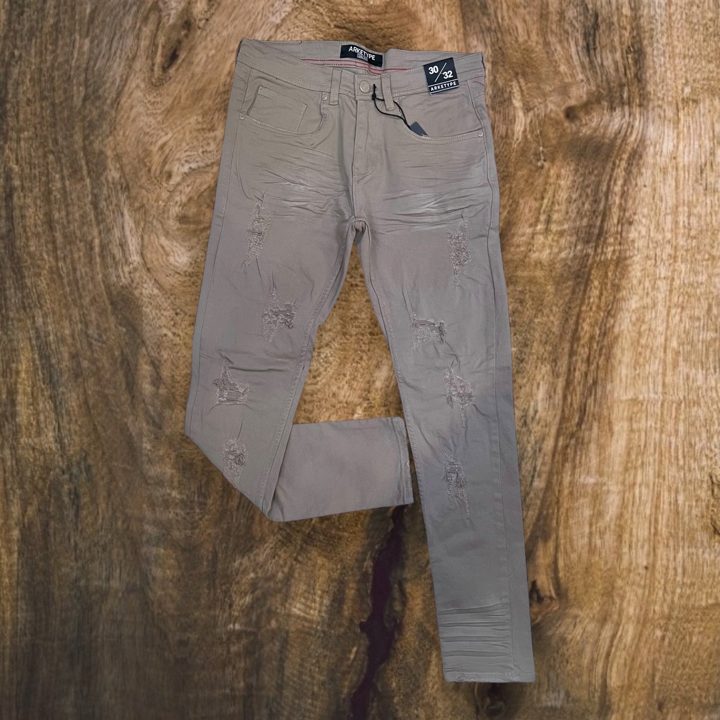 P403 - Twill Ripped Slim-Fit Stretch Jeans