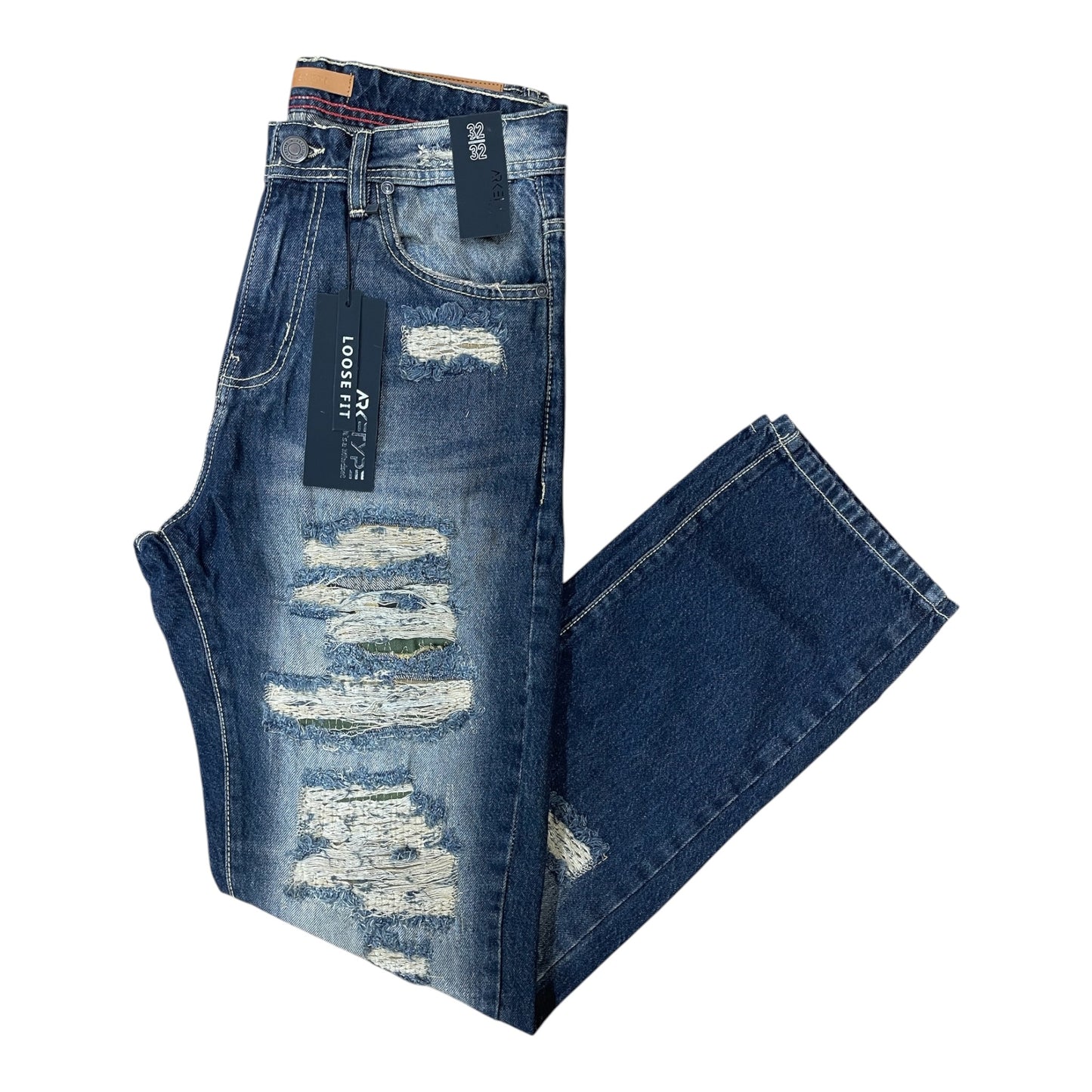 P628 - Reinforced Ripped Loose-Fit Stretch Jeans