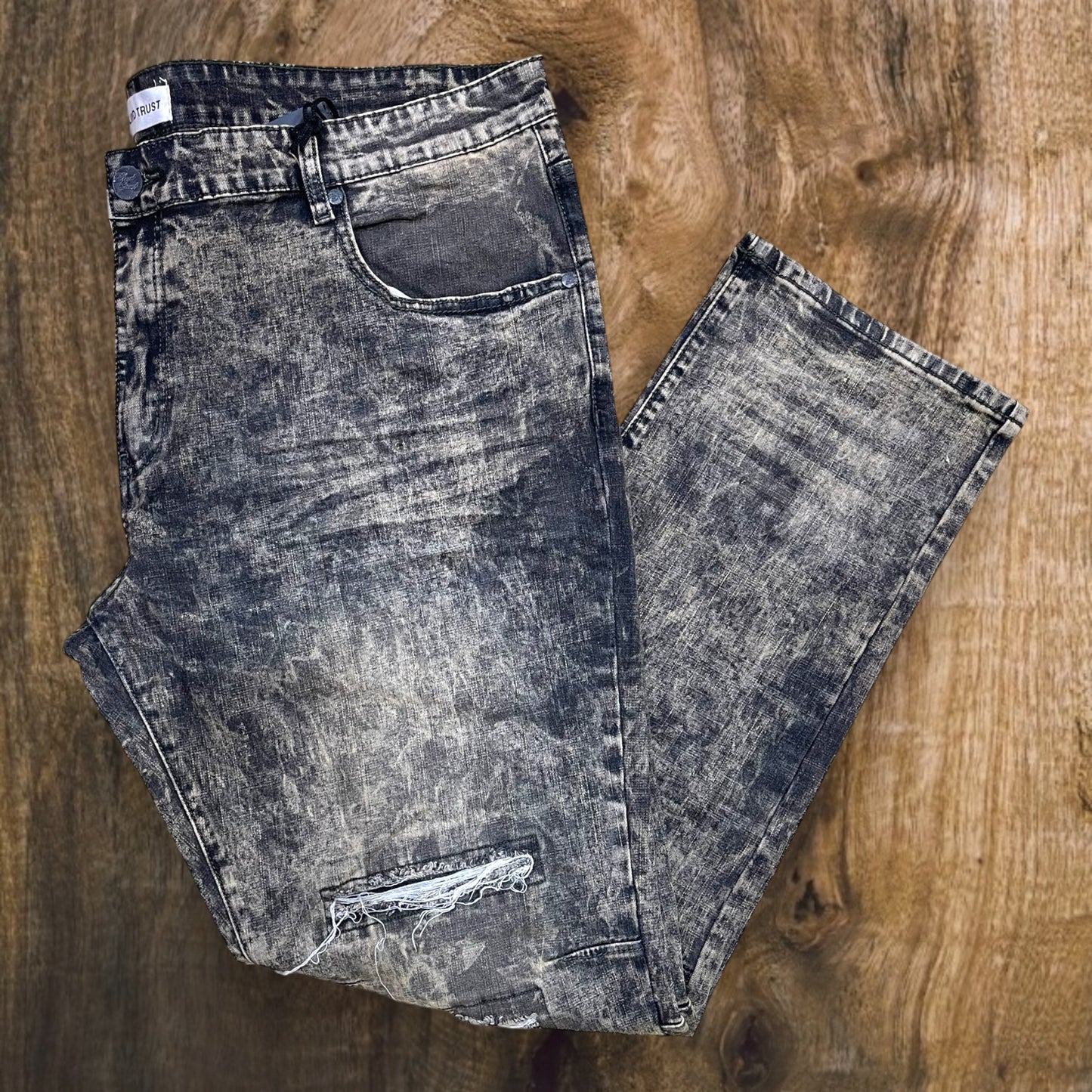 BTP24950X - Big Men's Distressed Rip & Repair Slim-Fit Stretch Jeans