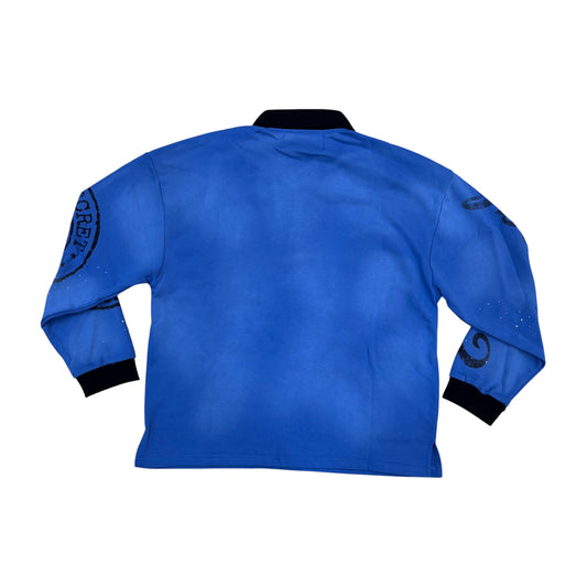 WH-CP1590 - Top Secret with Rhinestones Long Sleeve Polo Boxy Shirt
