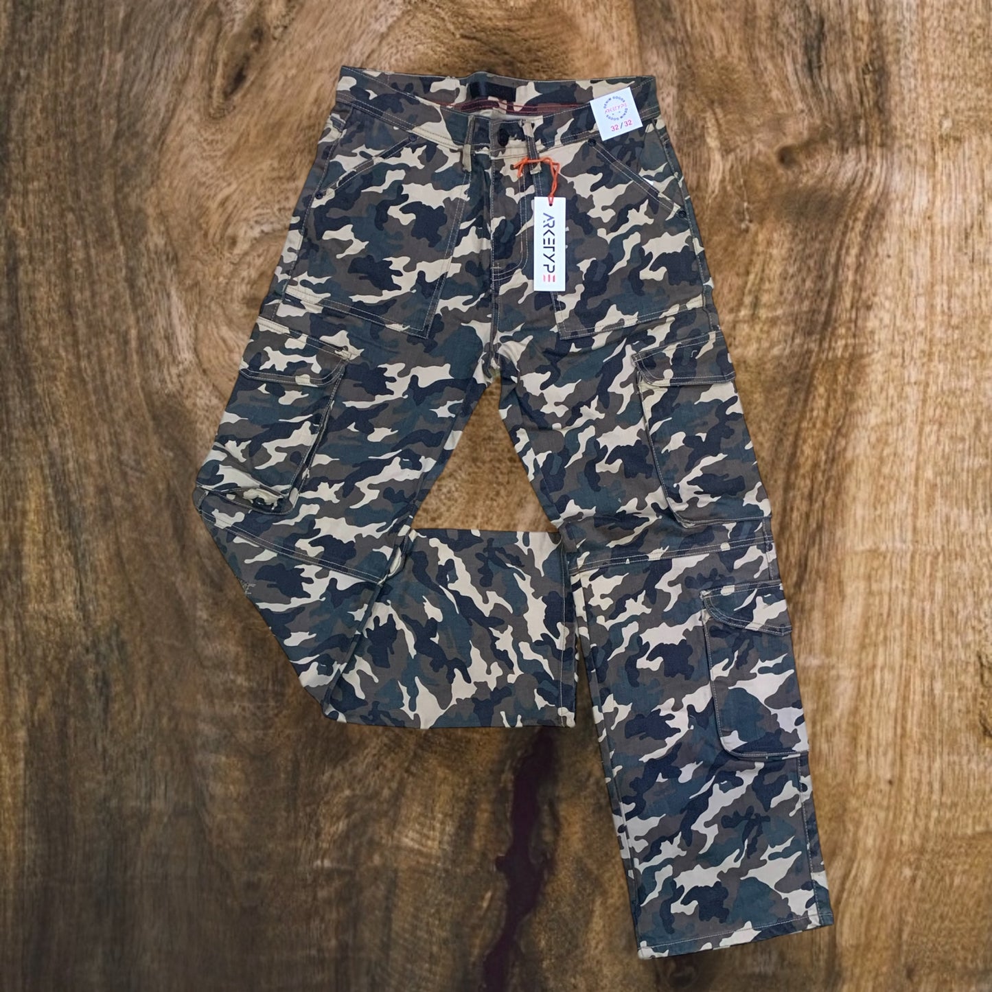 P442 - Authur Baggy Cargo Jeans (Khaki Camo)