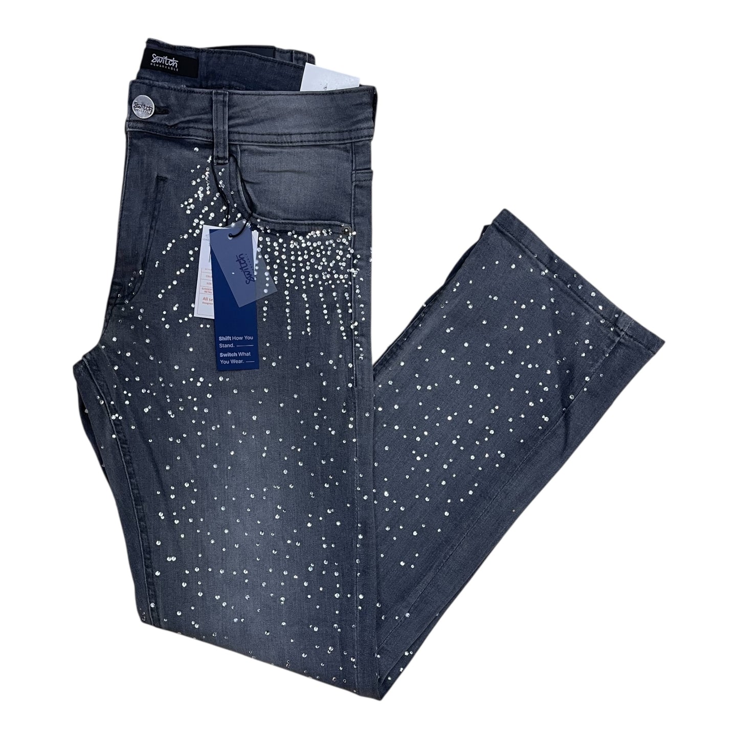 SM6603 - Rhinestone Allover Slim Straight-Fit Stretch Jeans