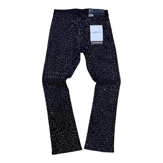 P548 - Full F&B All Over Rhinestone Stacked Flare Jeans