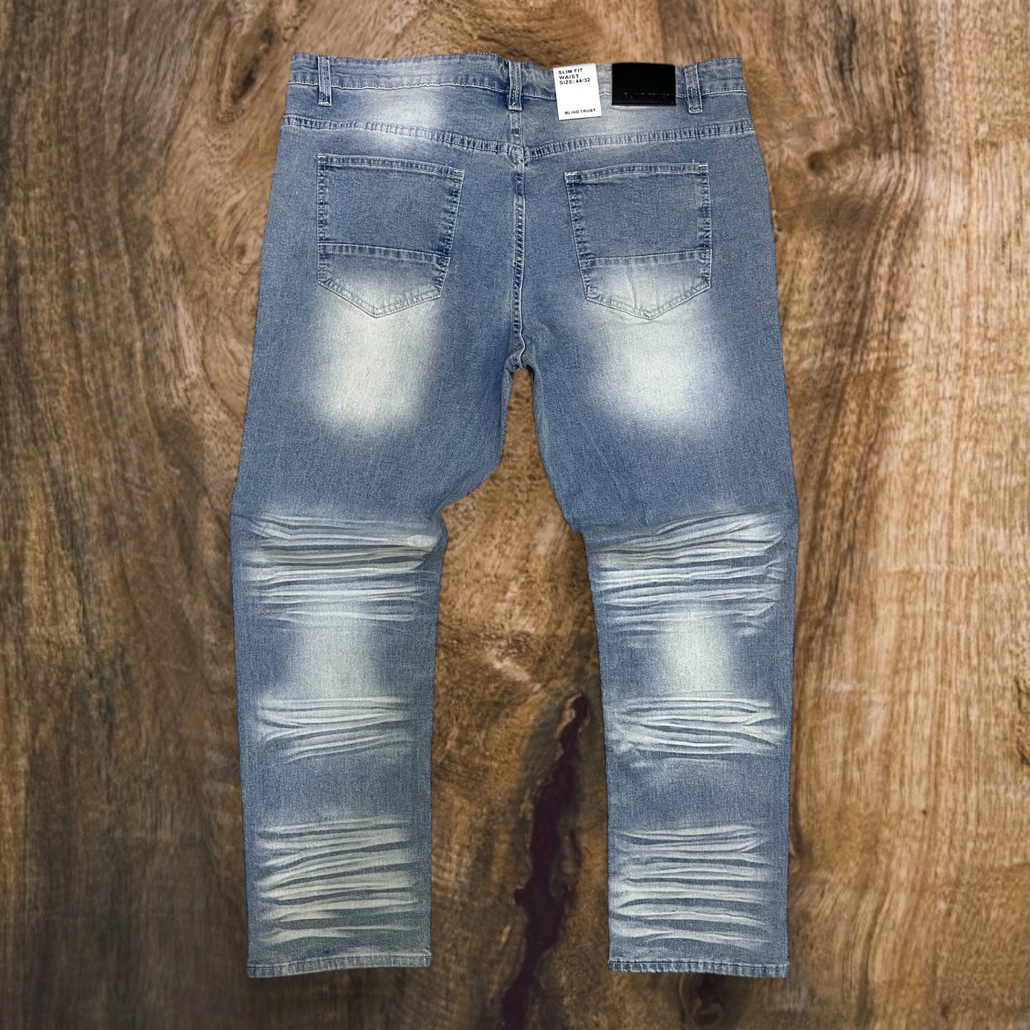 BTP24082X - Big Men's Washed Clean Look Denim Slim-Fit Stretch Jeans