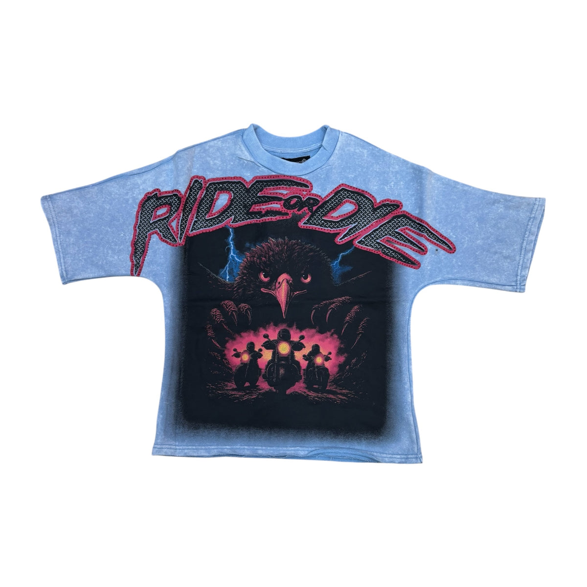 SD2629 - Ride or Die with Rhinestone French Terry Cropped Top
