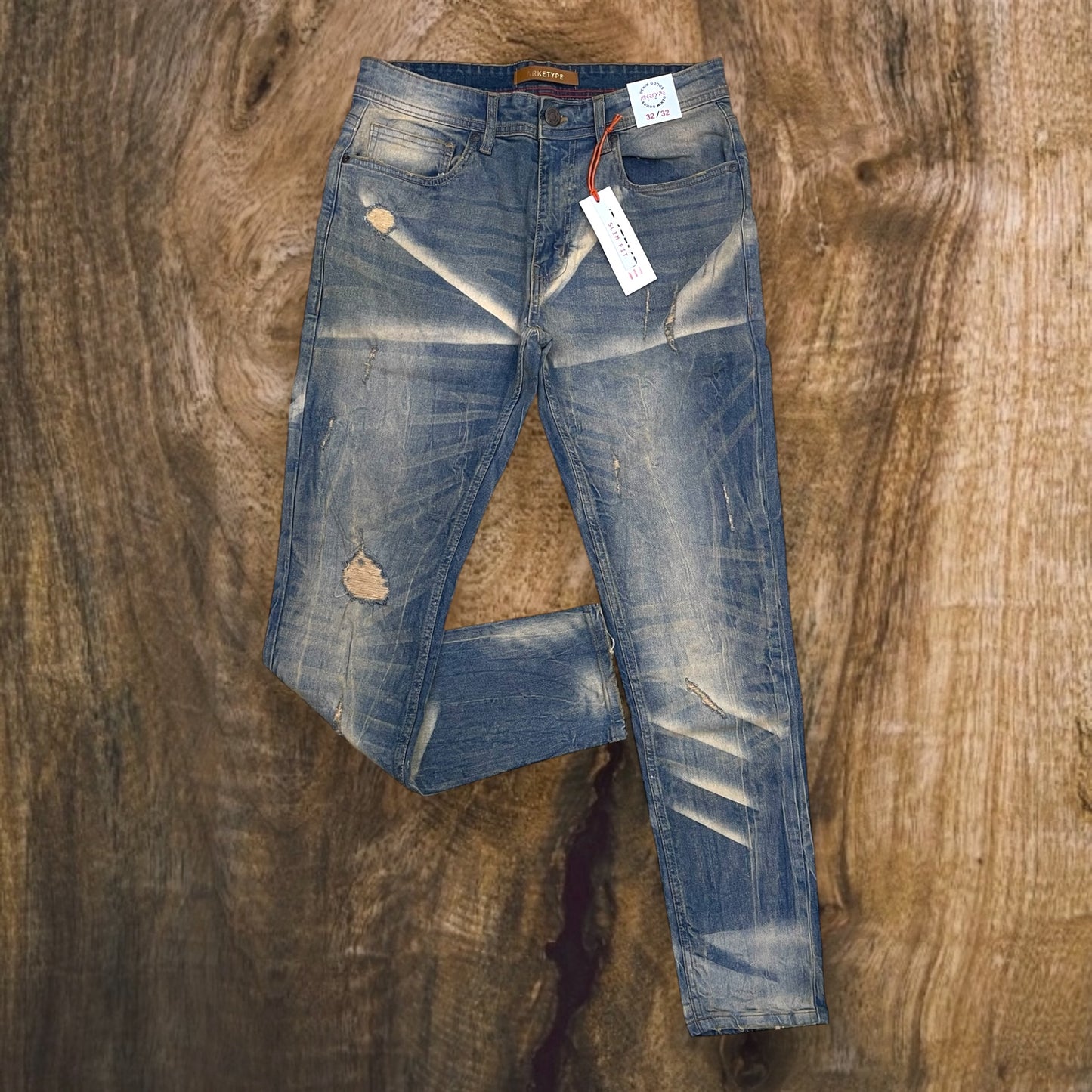 P542 - Jackson Rip & Repair Faded Wash Slim-Fit Stretch Jeans