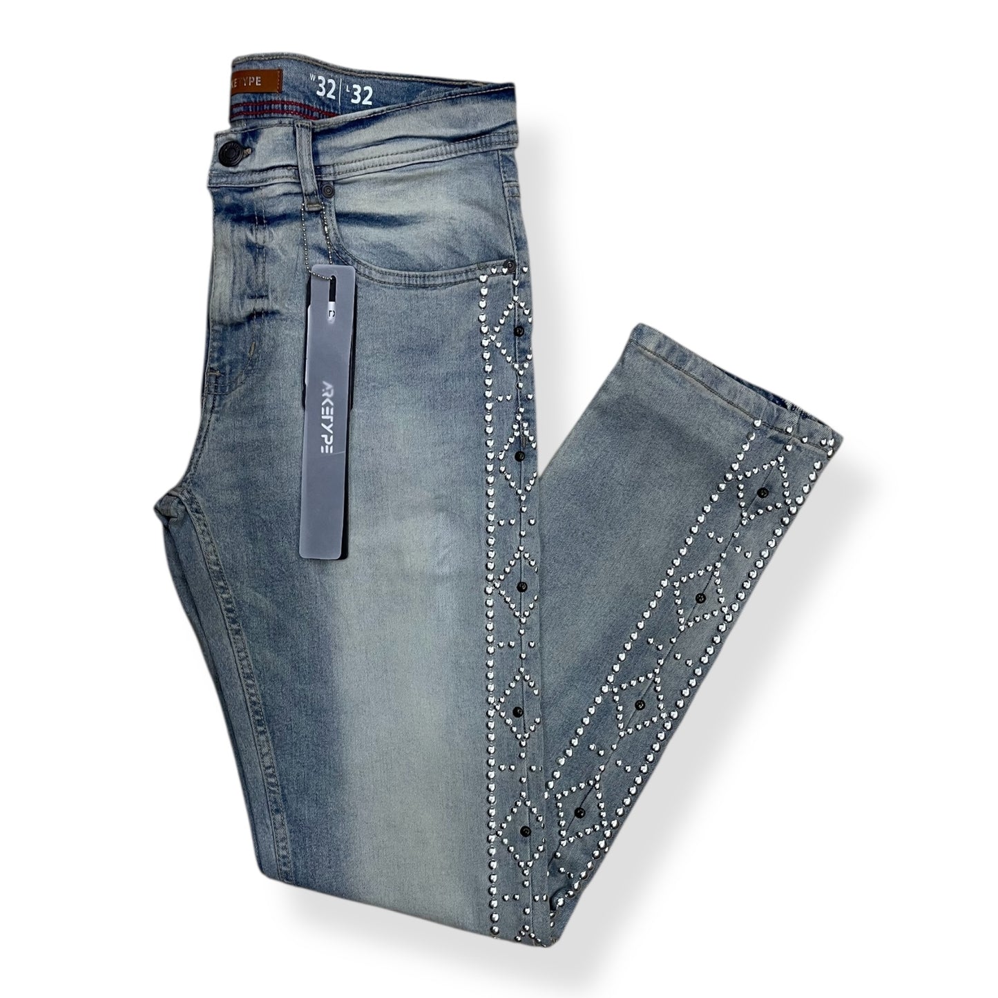 P554 - Double Sided Stud Slim Straight-Fit Stretch Jeans