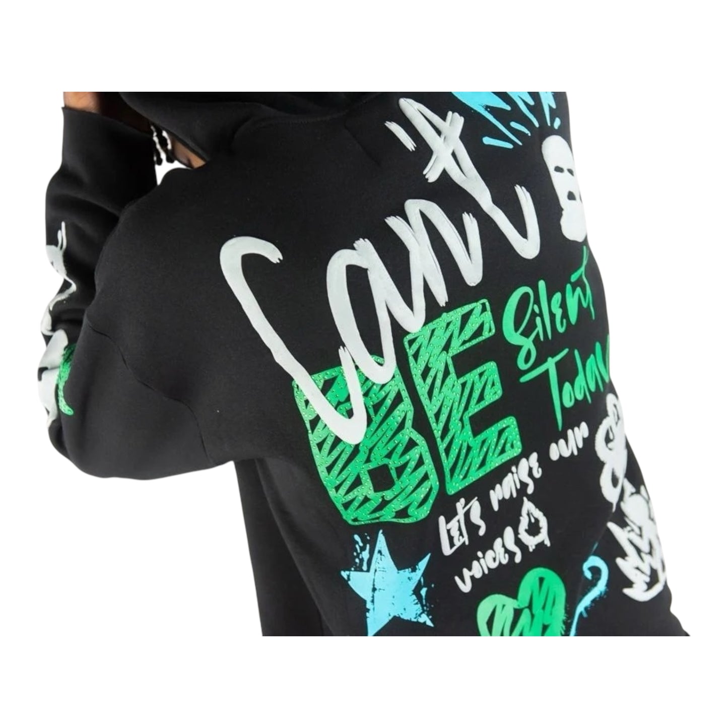 152-317 - CANT BE Graphic Cropped Fleece Hoodie