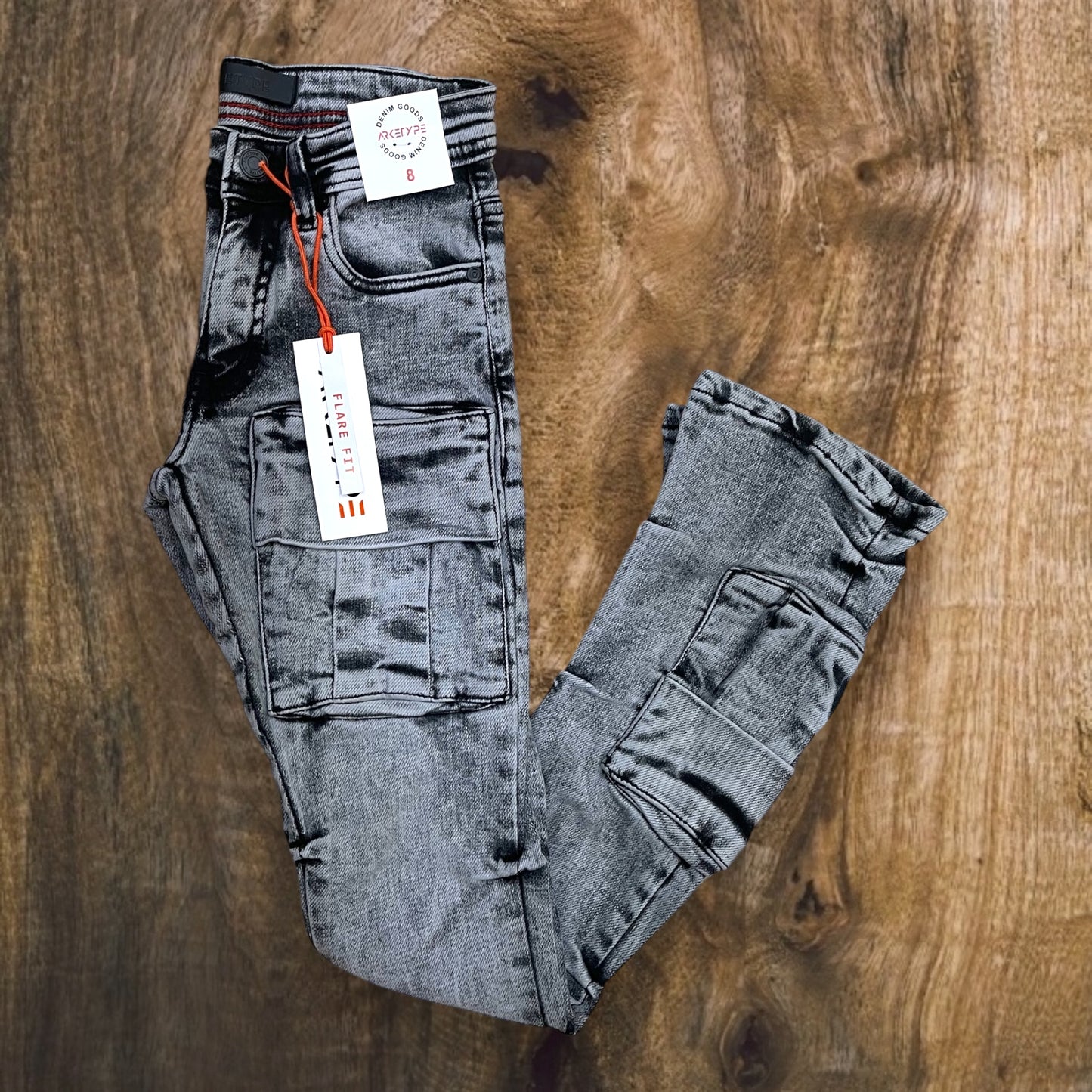P444K - Boys' 8-18 Timeless Stacked Cargo Pocket Jeans