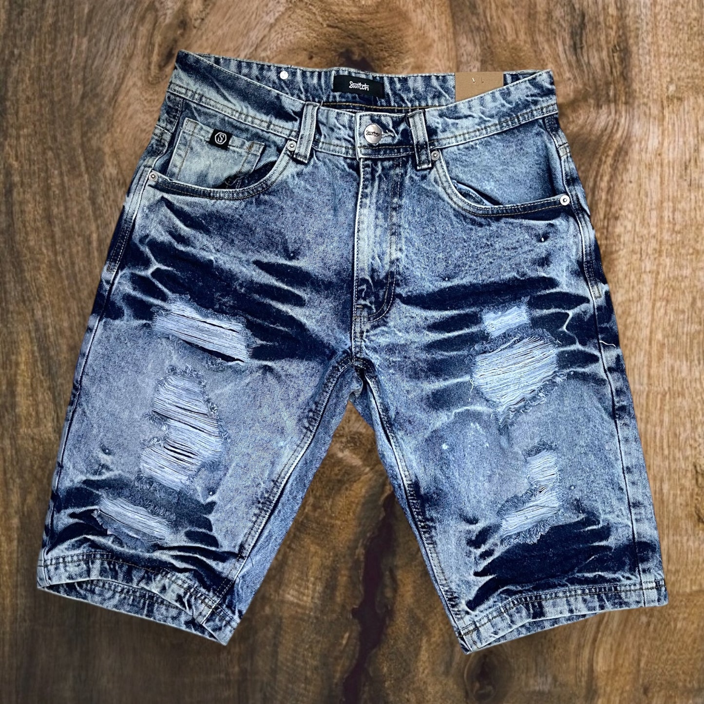 SS5700 - Premium Distressed Rip & Repair Non-Stretch Denim Shorts