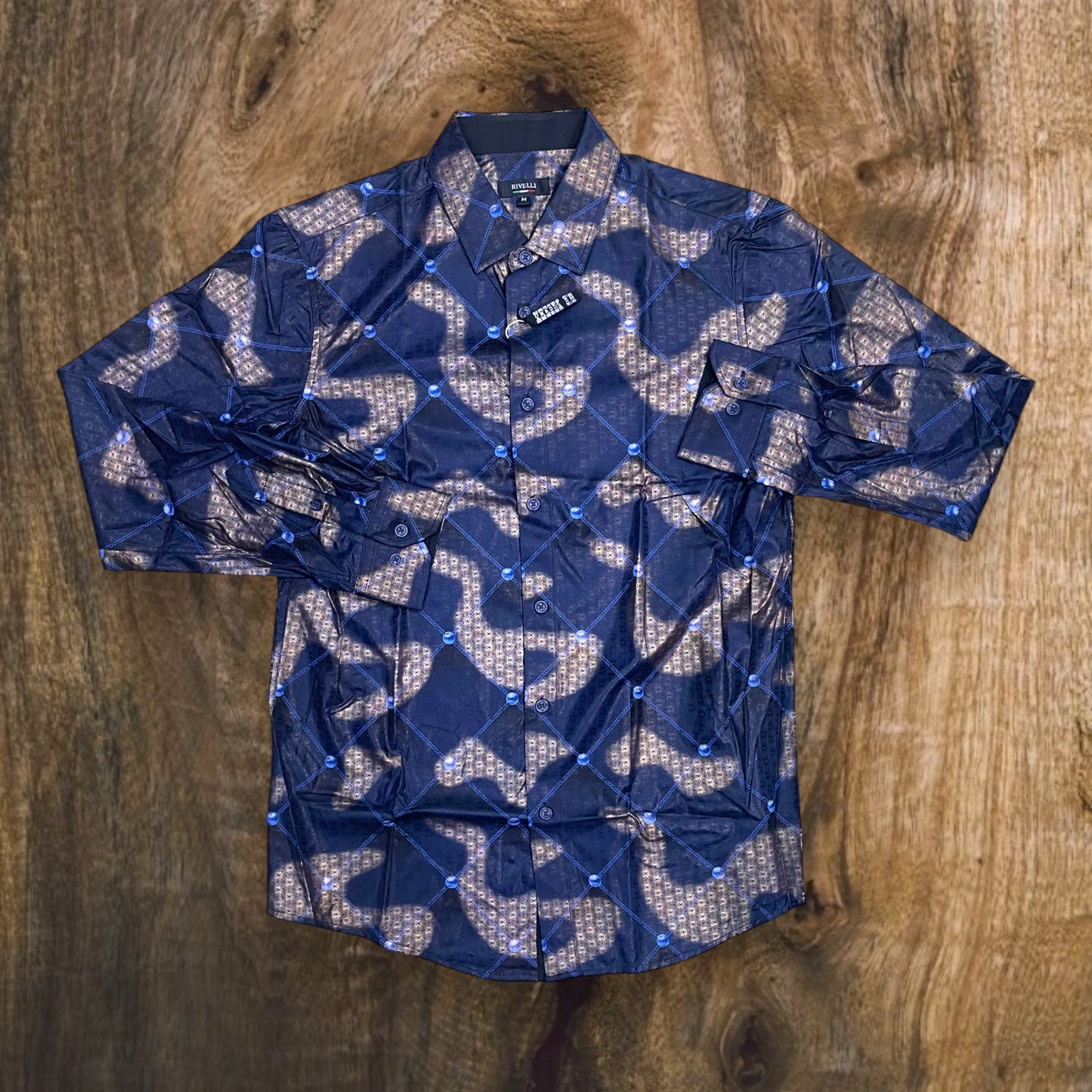 RL2249 - L/S MENS Pearl Diamond Pattern with Satin Digital Print