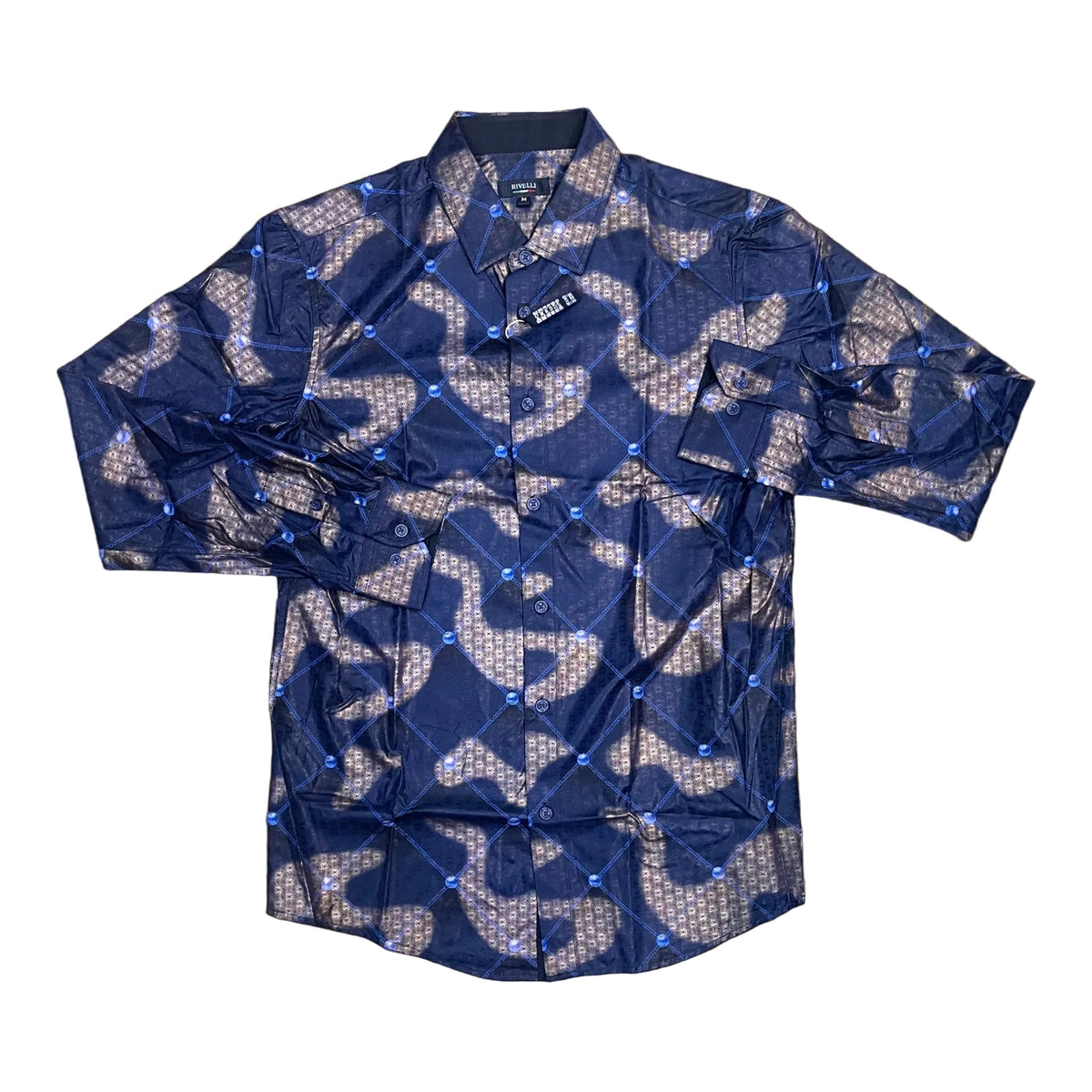 RL2249 - L/S MENS Pearl Diamond Pattern with Satin Digital Print