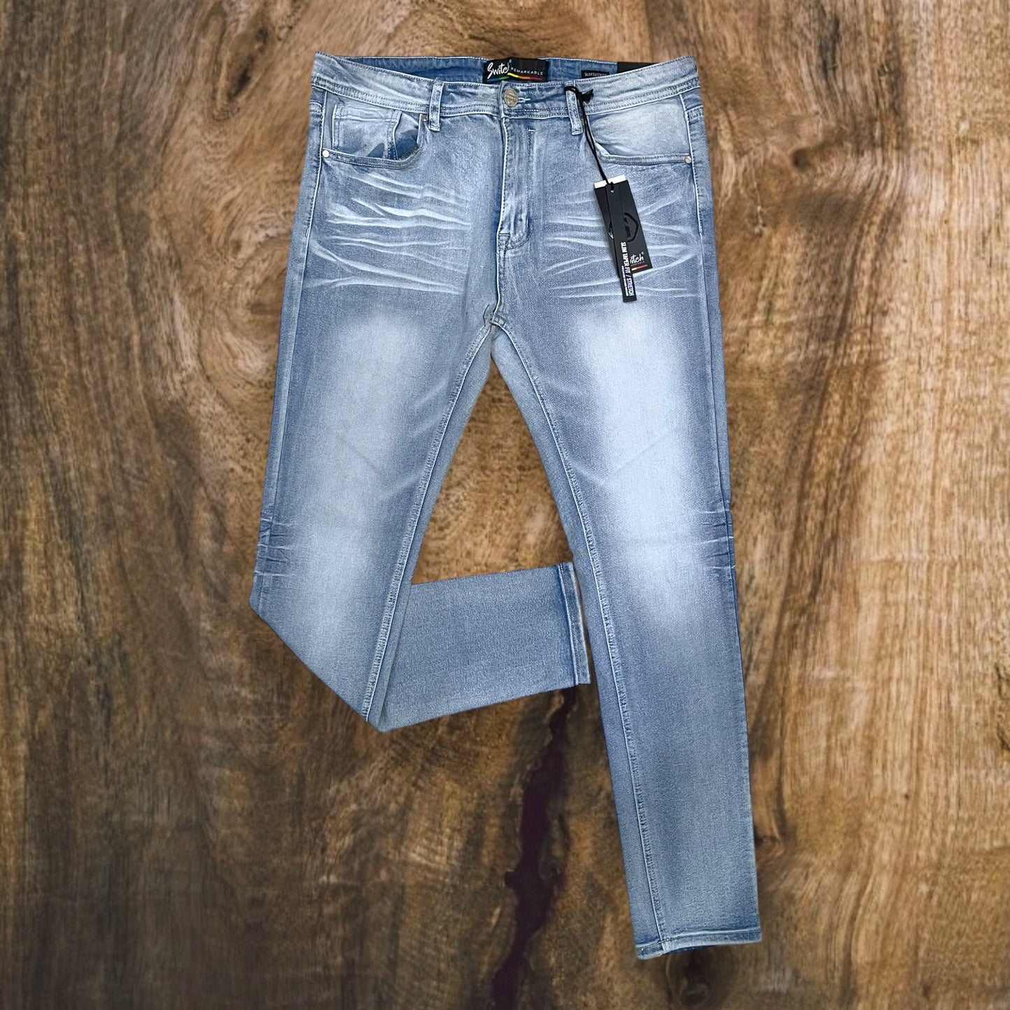 SF2620 - Washed Clean Look Denim Slim-Fit Stretch Jeans