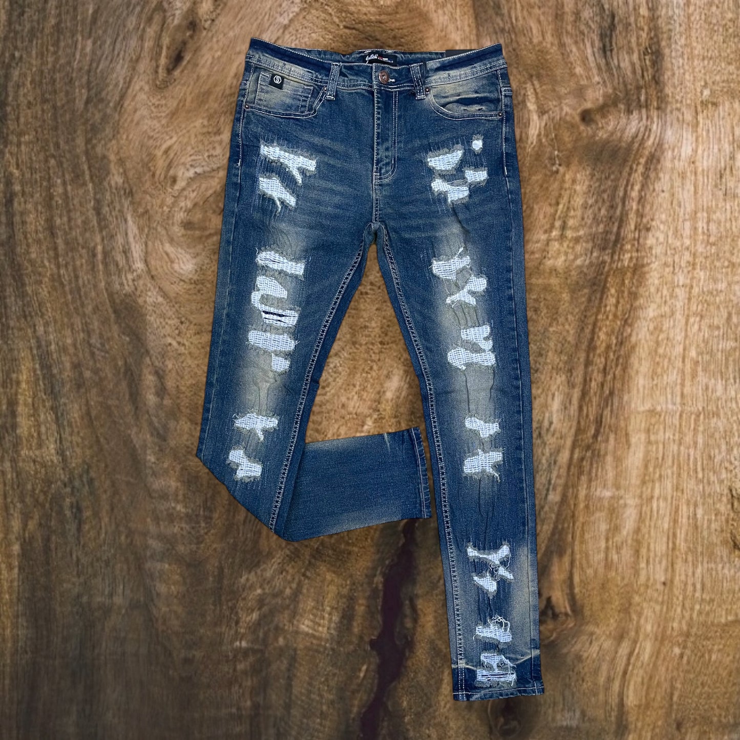 SS4606 - Premium Washed Ripped Slim-Fit Stretch Denim Jeans
