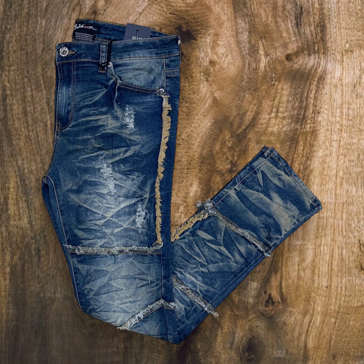 SS4676 - Premium Washed Ripped Slim-Fit Stretch Denim