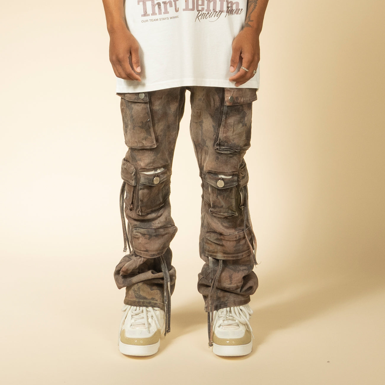 Ettore Denim C28 - Dirty Look Acid Dark Wash Stretch Flared Jeans