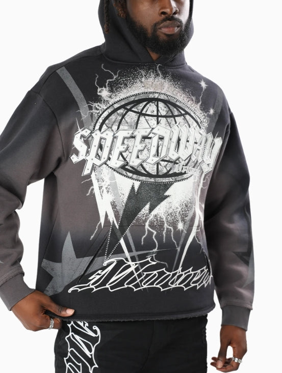 FO26F554 - Speedway Dip Dye Oversized Graphic Hoodie