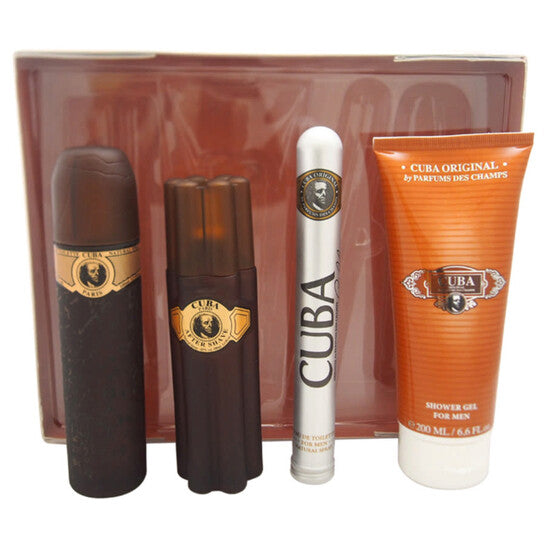 Cuba Gold for Men - 4 Pc Gift Set 3.3oz EDT Spray, 1.17oz EDT Spray, 3.3oz After Shave, 6.7oz Shower Gel