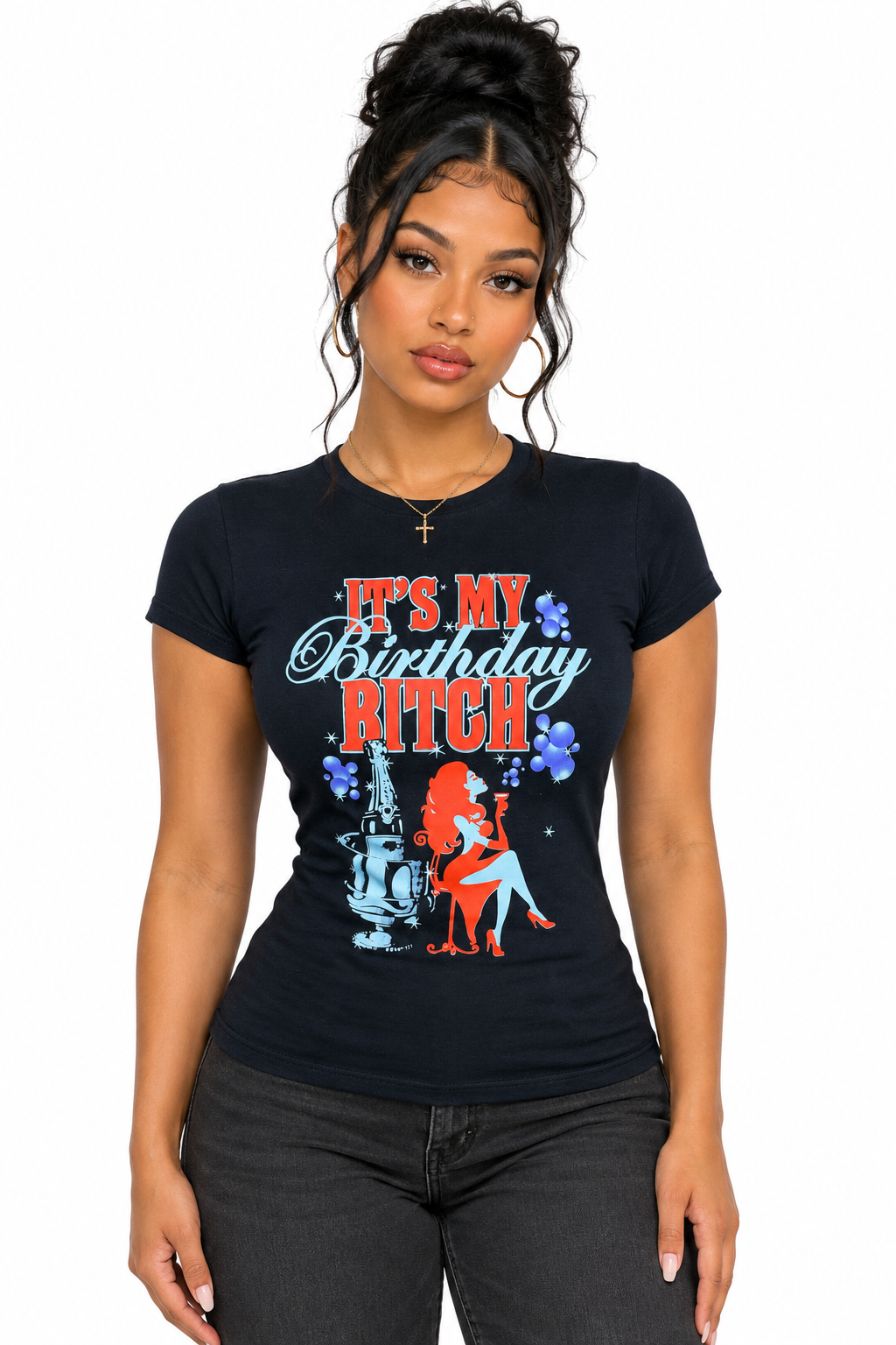 WH-LST1261A - Women's It's My Birthday Graphic T-Shirt