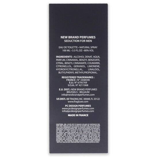 New Brand Perfumes Seduction EDT Spray Men 3.3 oz