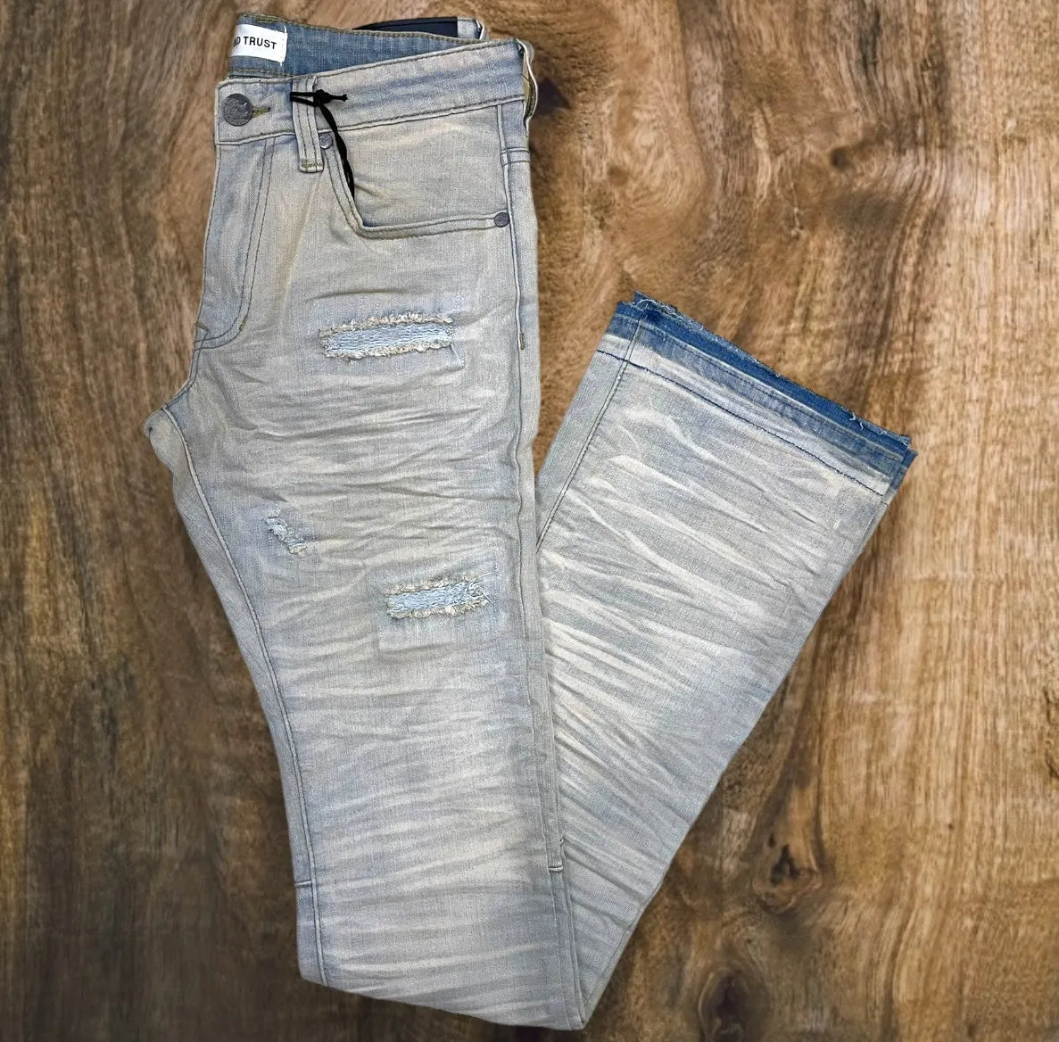 BTP23180 - Slashed Wash Stack Jeans