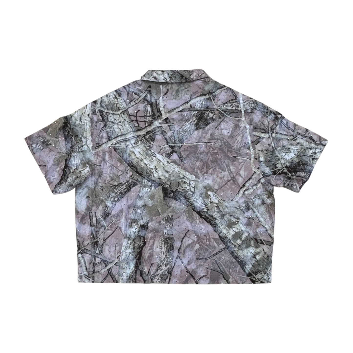 WH-610-32763 - Camo Woven with Rhinestones and Studs Button Down Shirt