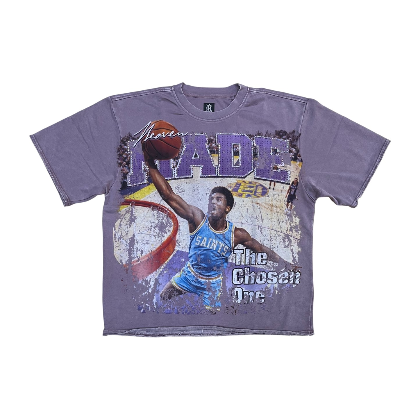 WH-3163-117 - Heaven Made Digital with Rhinestones Terry Cropped Graphic T-Shirt