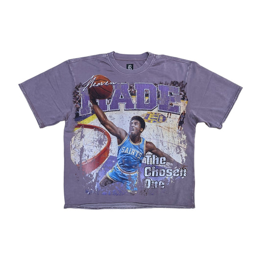 WH-3163-117 - Heaven Made Digital with Rhinestones Terry Cropped Graphic T-Shirt