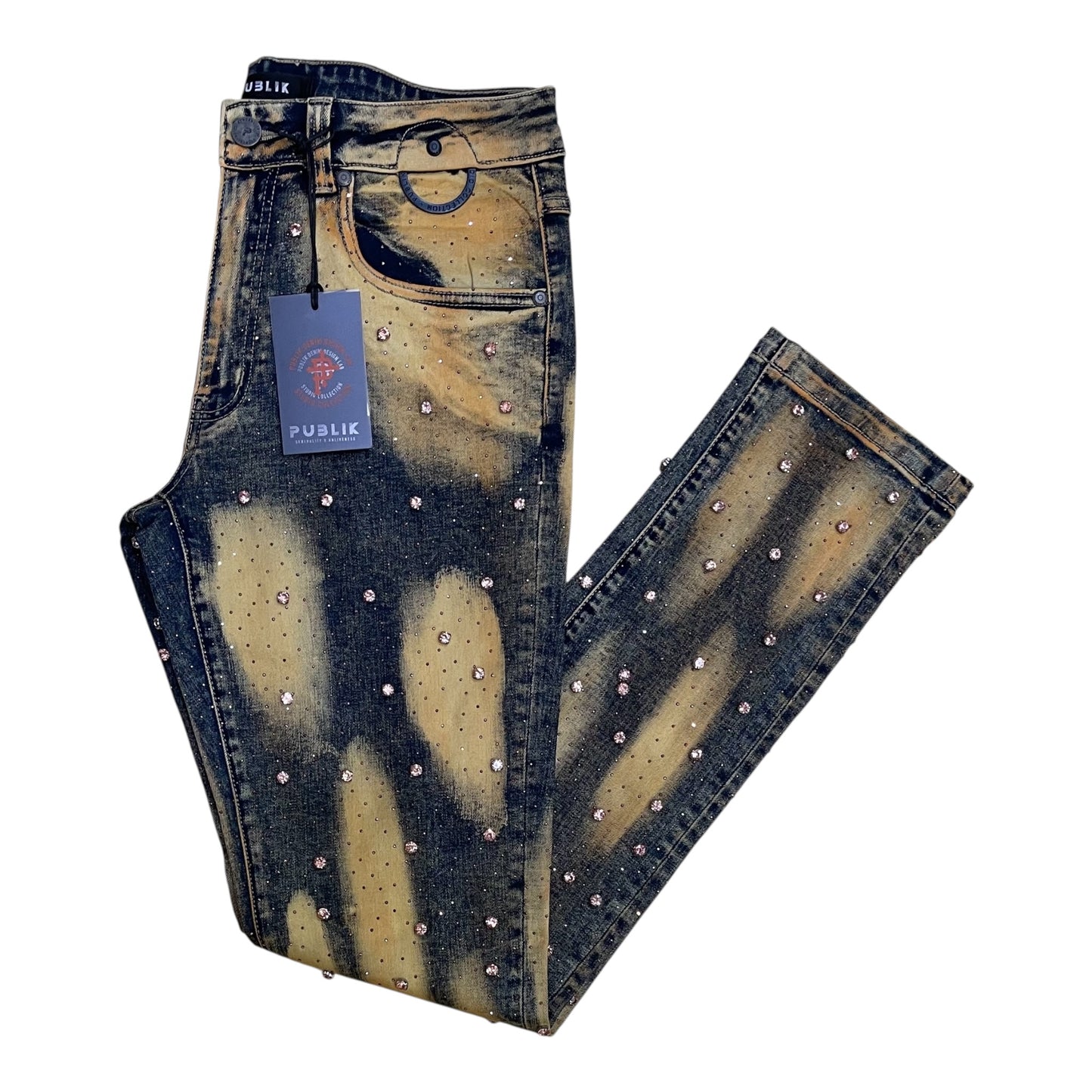 Kd2577 -  Premium Gem-Studded n Rhinestone Slim-Fit Stretch Jeans (Vintage)