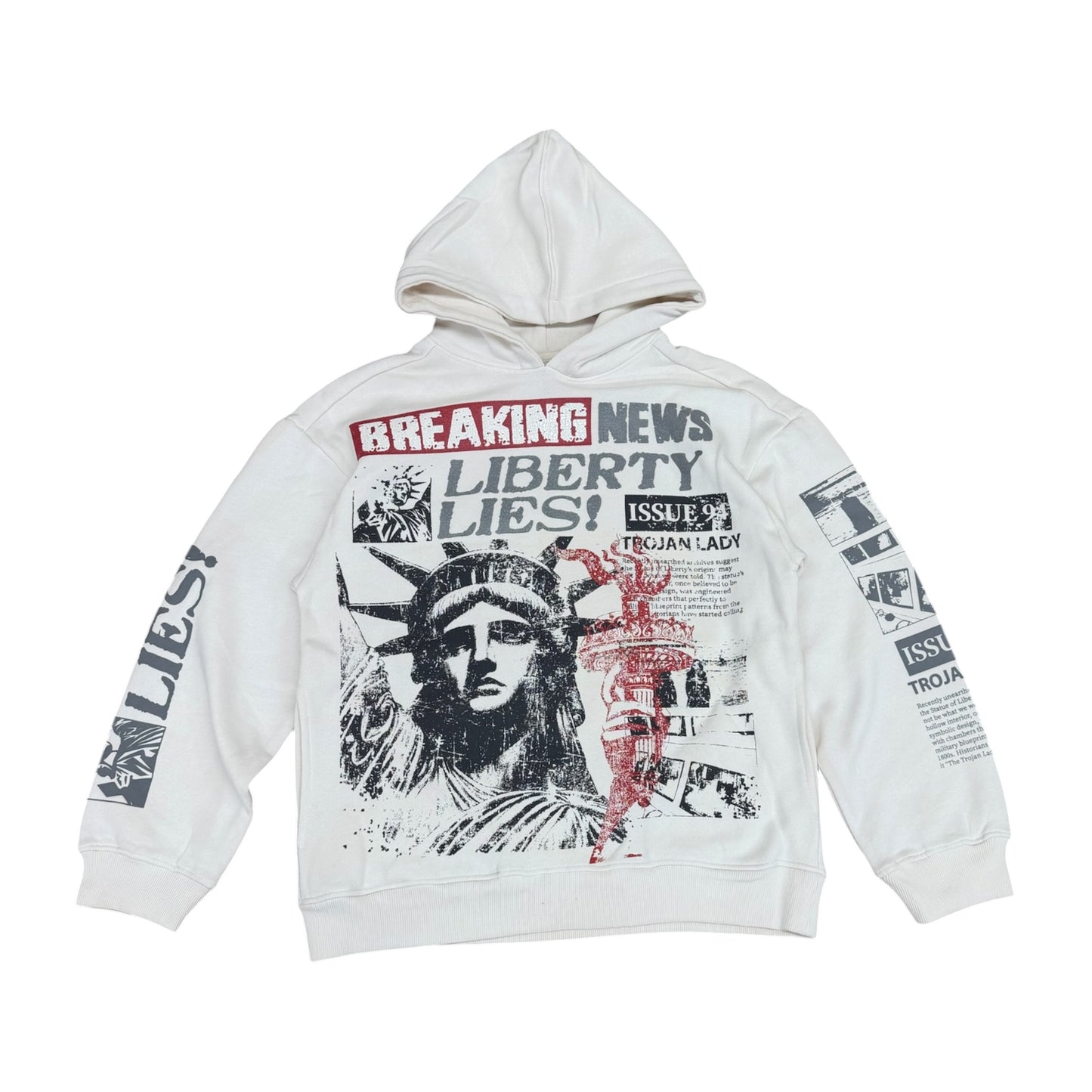 WH-F2661 - Liberty Lies Washed Graphic Pullover Fleece Hoodie