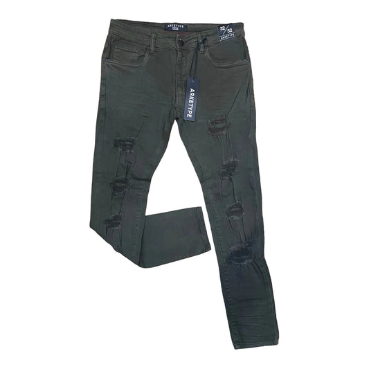 P403 - Twill Ripped Slim-Fit Stretch Jeans