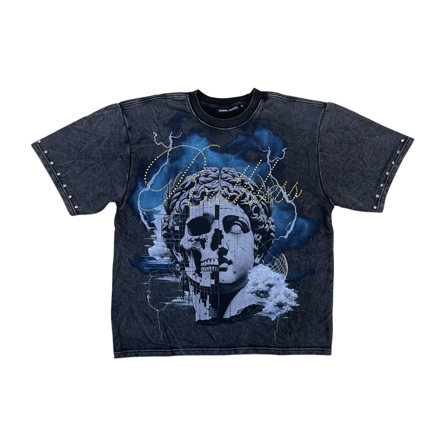WH-610-11179 - Ruthless with Rhinestones n Studs Cropped Graphic T-Shirt