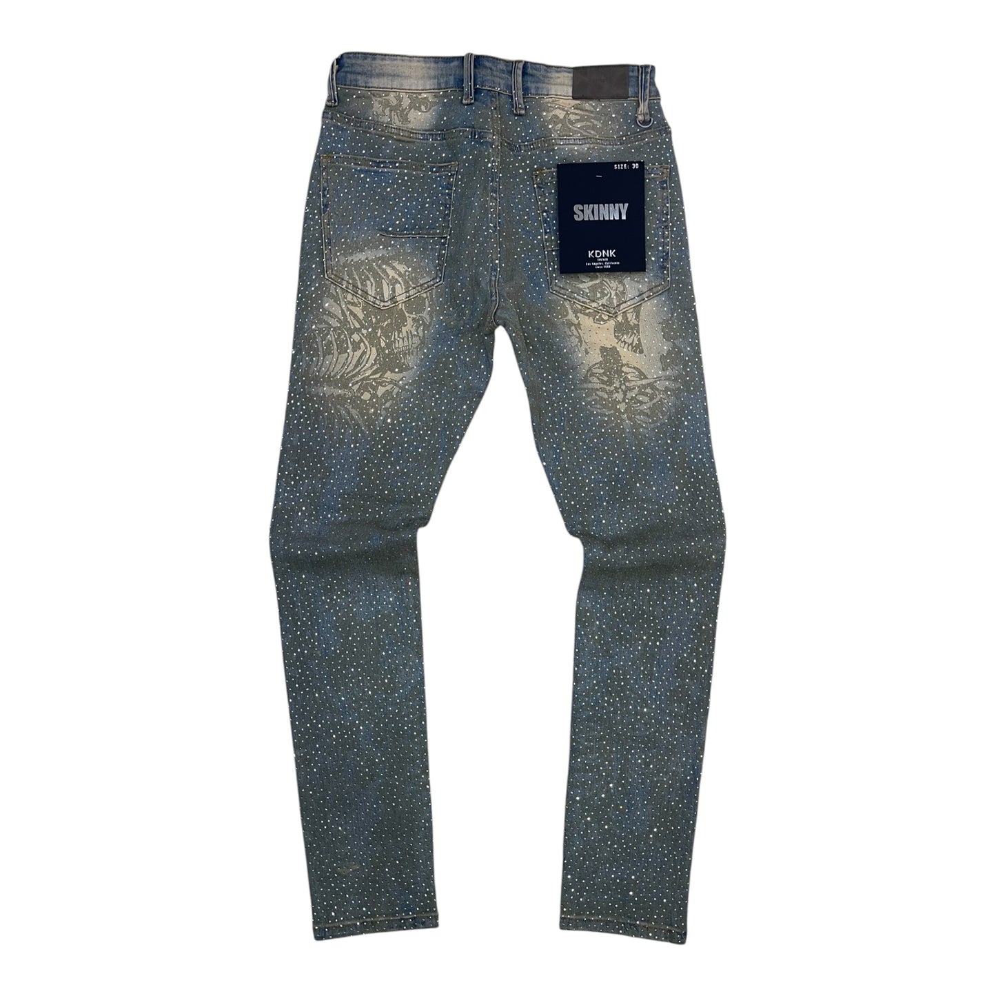 WH-KND4960 - Skeleton Rhinestone Skinny Fit Stretch Jeans