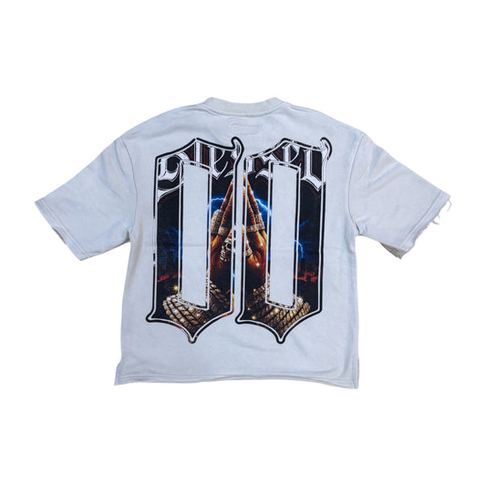 SD2612 - Blessed with Rhinestone French Terry Cropped Top