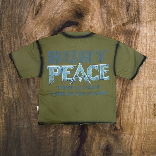 T1366 - Peace with Rhinestones Cropped Top T-Shirt