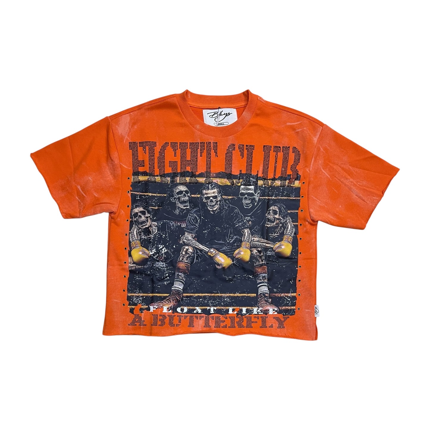 T1445 - Fight Club with Rhinestones Cropped Top T-Shirt