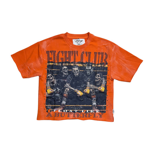 T1445 - Fight Club with Rhinestones Cropped Top T-Shirt