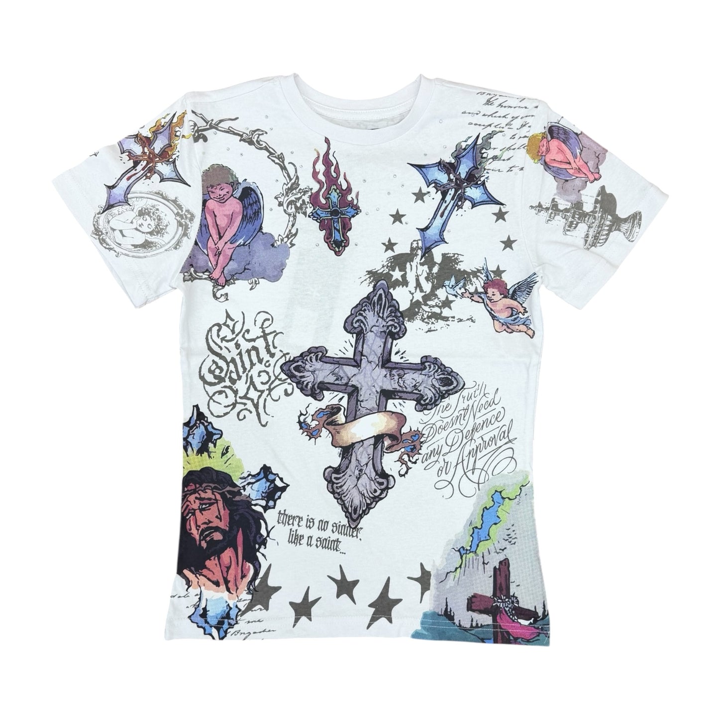 WH-FB1600K - Boy's/Kid's Saint Digital Print with Rhinestone Graphic T-Shirt