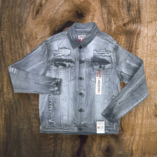 J540 - Double Whisker Rip n Repair Denim Stretch Jacket