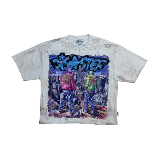 WH-T1532- Disaster with Rhinestones Cropped Top T-Shirt
