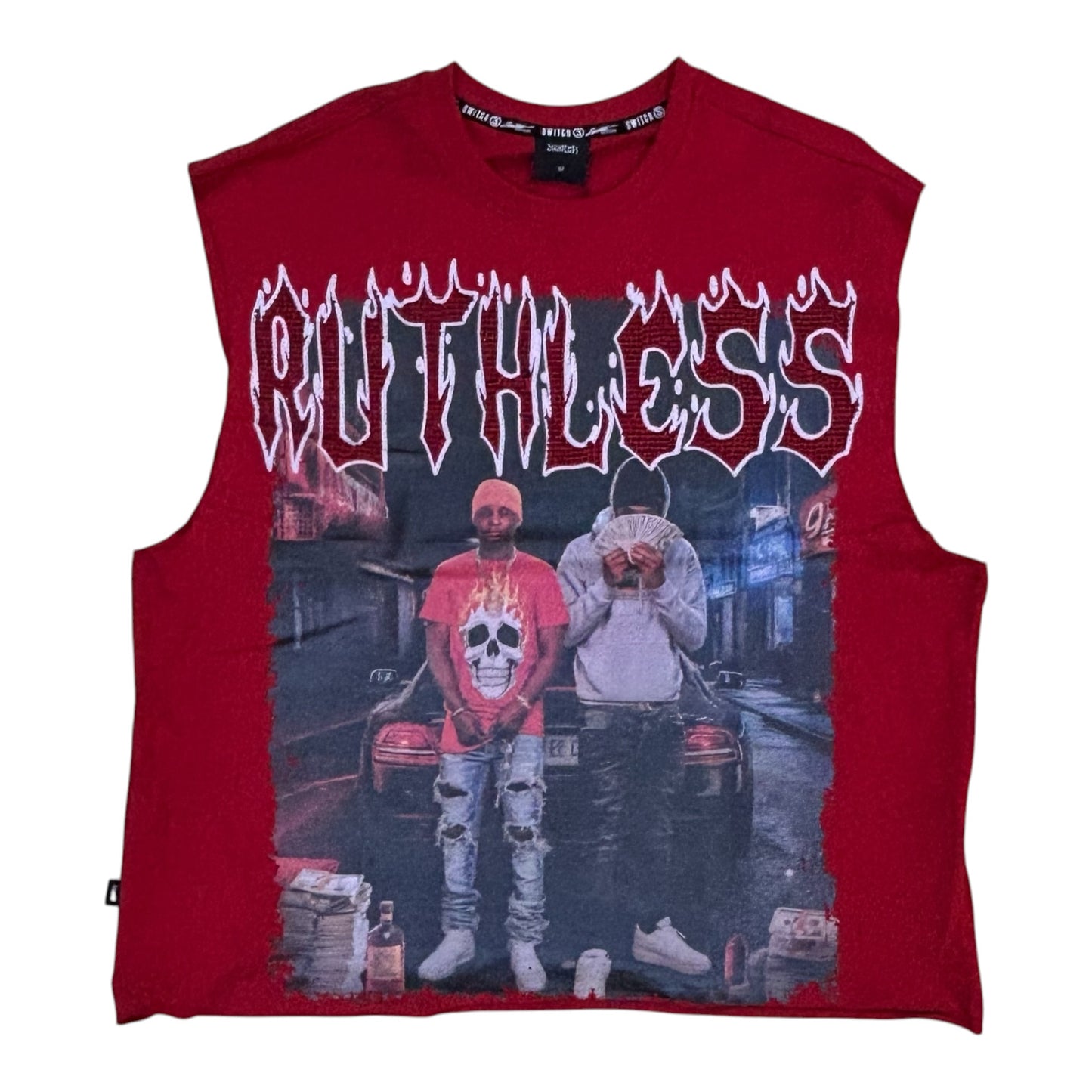 WH-SM6121 - Kill With Love with Rhinestone Sleeveless Graphic T-Shirt