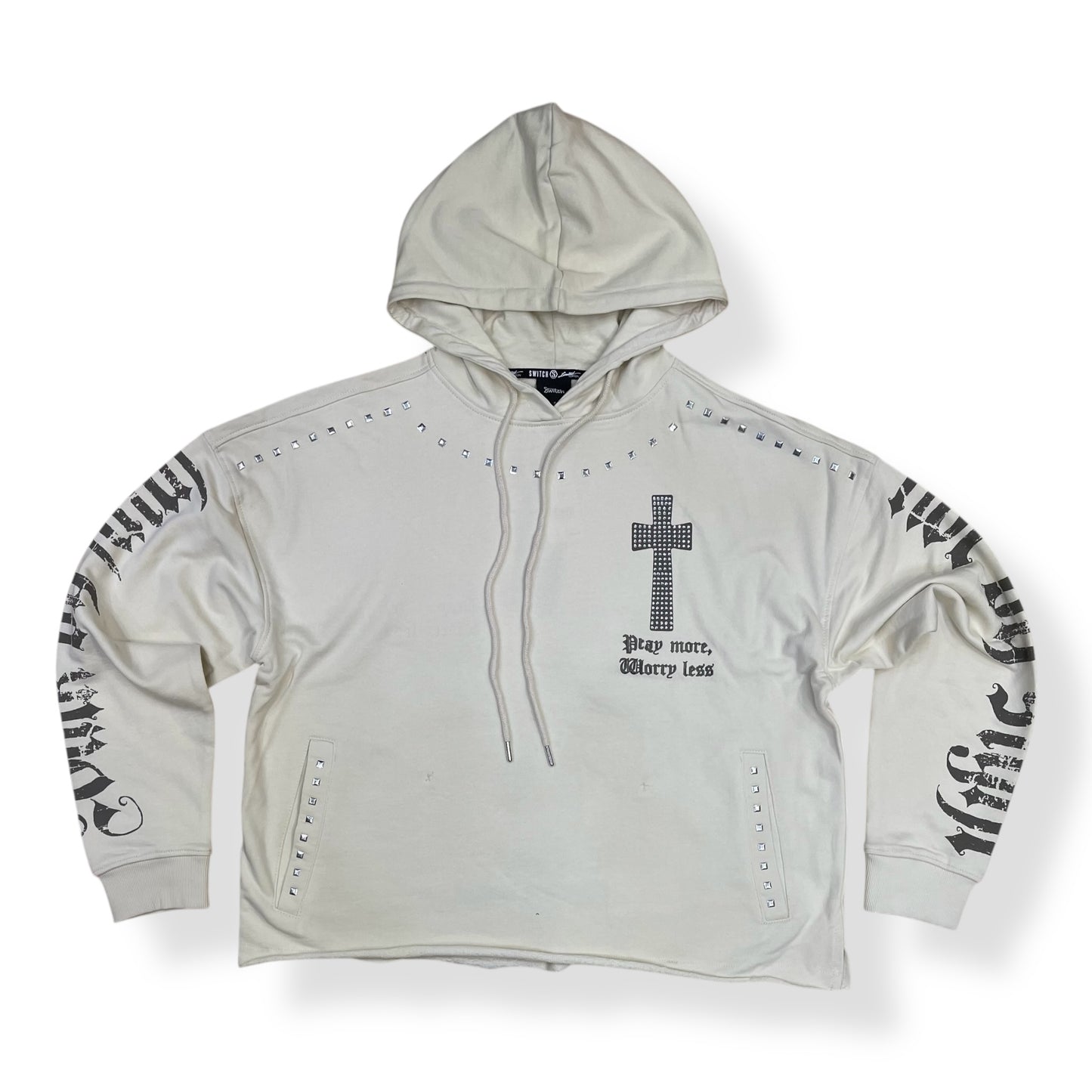 SW5241 - JESUS SAVES CROSS With Rhinestone Hoody & Stacked Fleece Pant (2 Piece Full Set)
