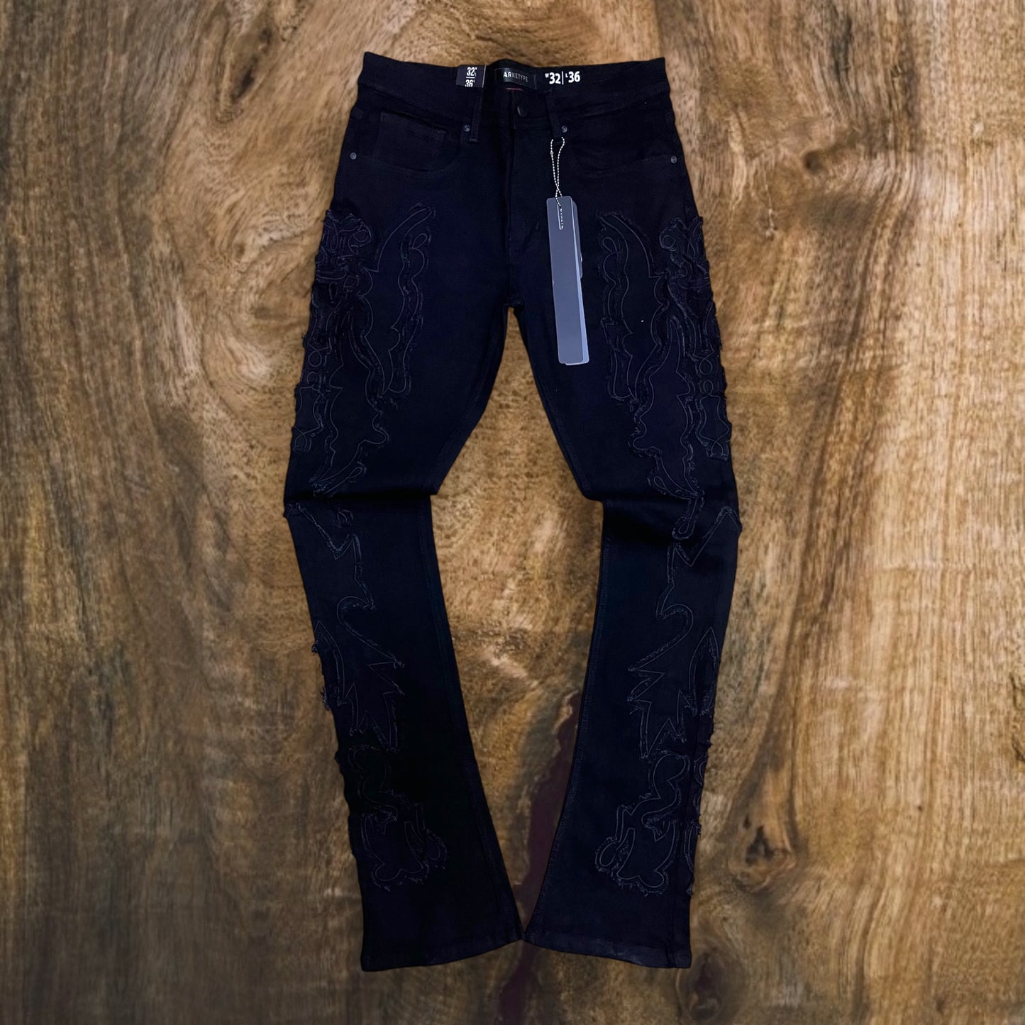 P541 - WWW Heavy Frayed Stretchable Stacked Flared Jeans