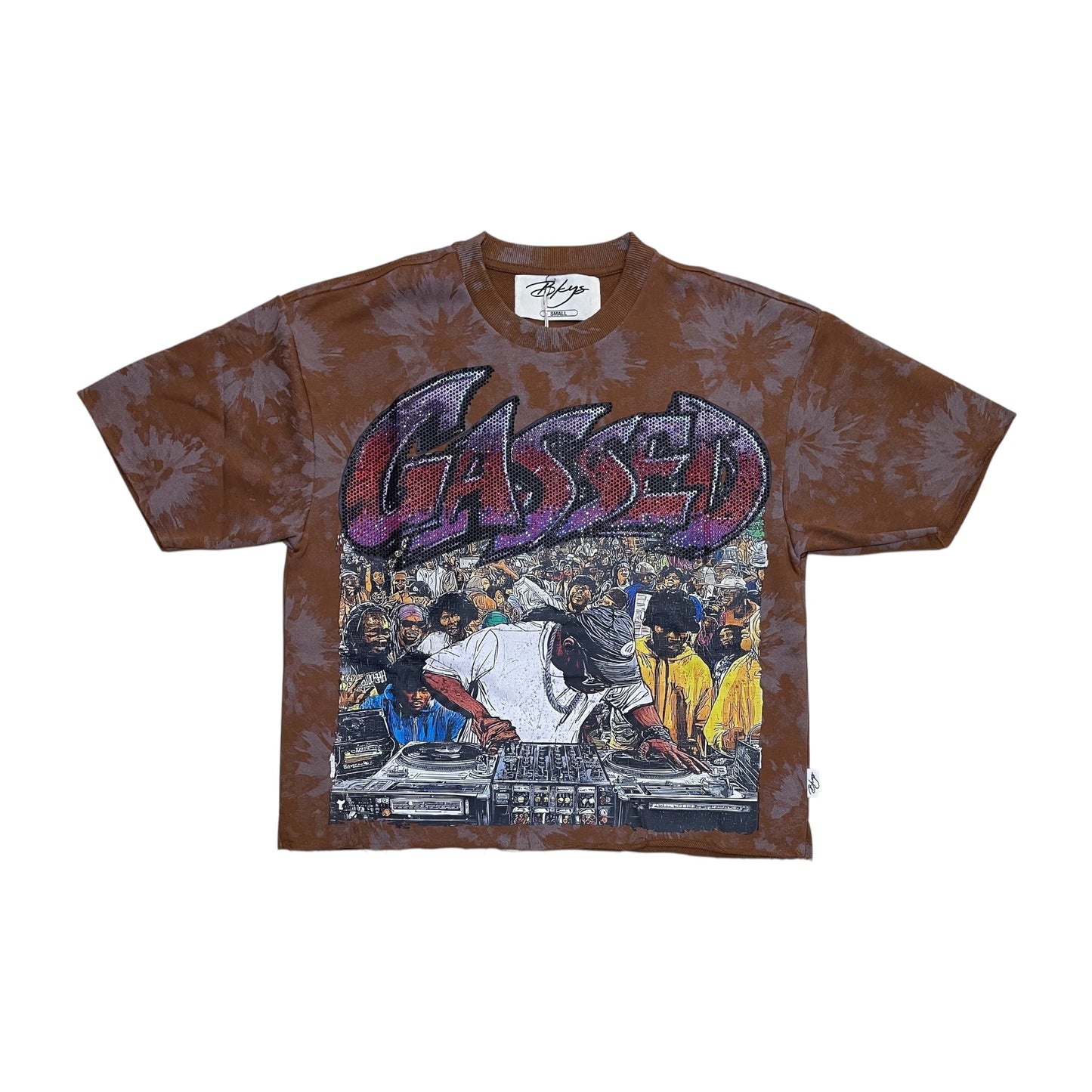 T1474 - Gassed Up with Rhinestones Cropped Top T-Shirt