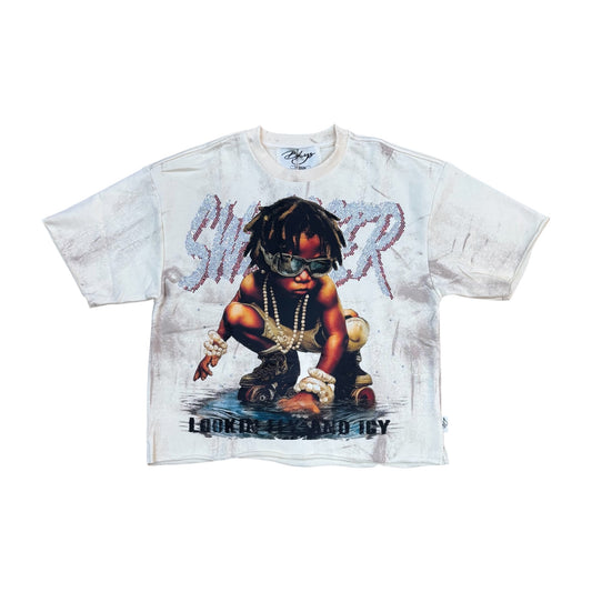WH-T1452 - Swagger with Rhinestones Cropped Top T-Shirt
