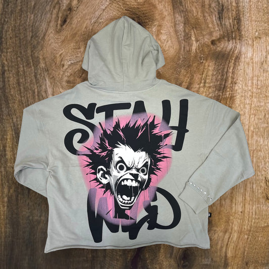 SW5236 - Stay Wild with Studs Graphic Cropped Top Hoodie