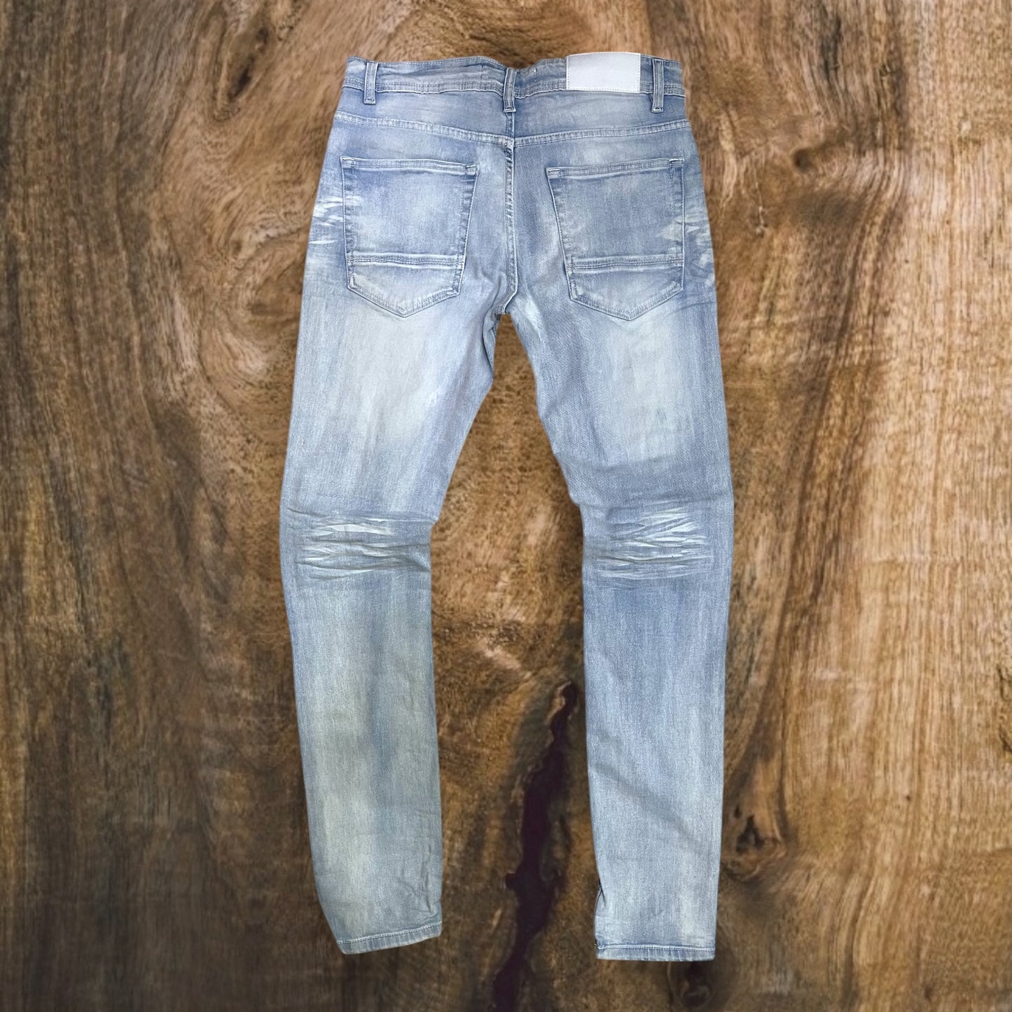 P540 - Double Whisker Rip n Repair Slim-Fit Stretch Jeans