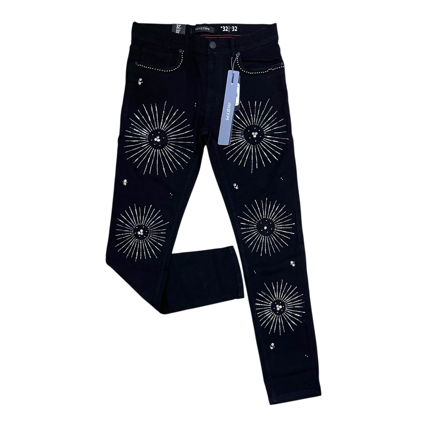 P557 - Rhinestone n Studs Gravity Slim-Fit Stretch Jeans